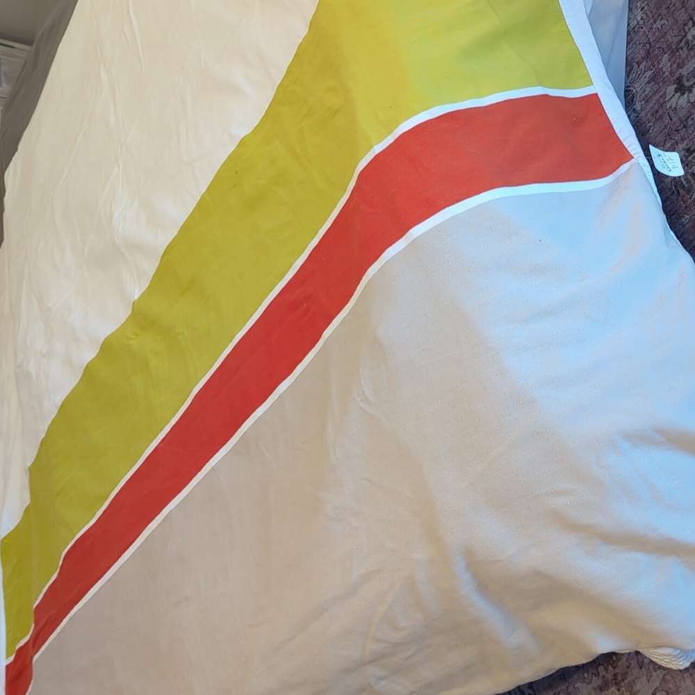 CB2 Duvet Cover with Red, Green, and Tan Stripes